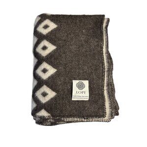 Lopi Icelandic Wool Blanket by Ístex – Pure New Wool Geometric Nordic Throw – Gr